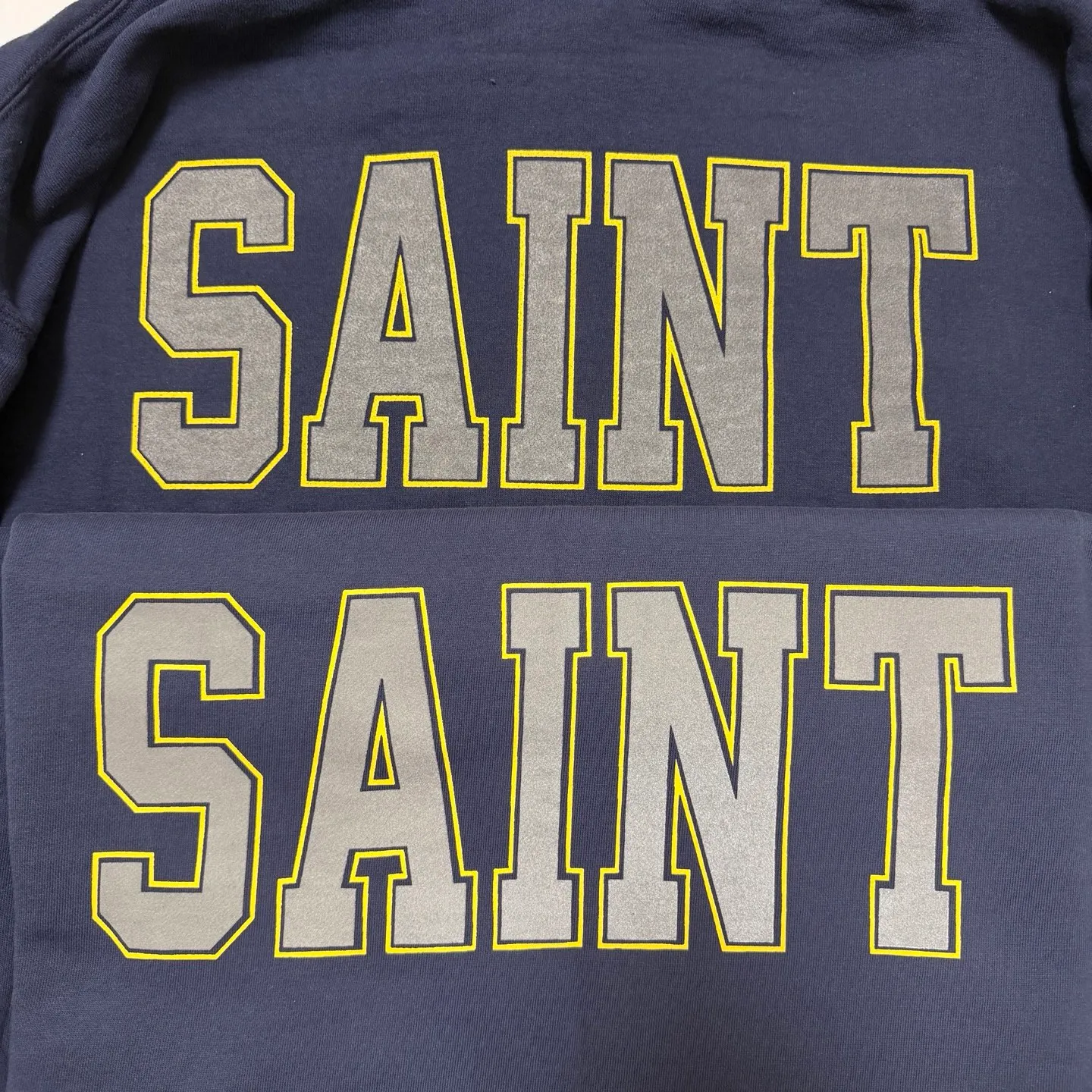 Printing proofing SAINT Mxxxxxx HOODIE/SAINT/NVY reflective angel hoodie blue S-XL original mold opening loose cut comfortable version top printing technology 3M reflective paste best reflective effect in the industry correct version original consistent main mark/wash mark/cherub anti-counterfeiting